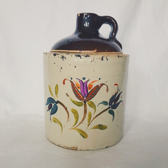 Vintage Antique Scandinavian Floral Painted Jug